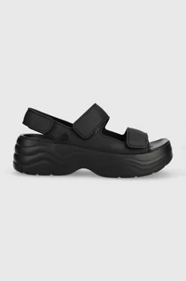 Sandały damskie - Crocs sandały Skyline Slide damskie kolor czarny na platformie 208183 - grafika 1