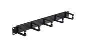 Akcesoria do szaf serwerowych - Organizator kabli RACK 19 cali 1U metalowy z plastikowymi uchwytami czarny NEKU - miniaturka - grafika 1