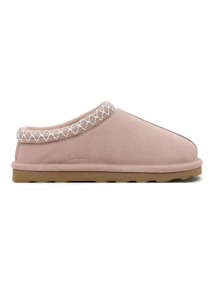Clarks Skórzane kapcie w kolorze jasnoróżowym