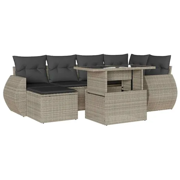 Zestaw mebli ogrodowych jasnoszary rattan PE, 62 x 62 x 69 cm