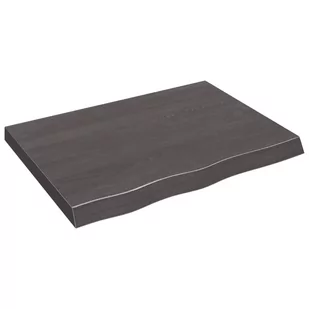 Półka, ciemnoszara, 80x60x6 cm, wykończone lite drewno dębowe Lumarko! - Półki do salonu - miniaturka - grafika 1