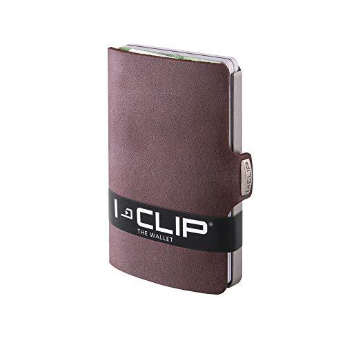 I-CLIP Original Slim Wallet skórzany portfel - portfel Premium - portfel na karty - czarny - portfel na karty kredytowe z klipsem na pieniądze - Soft Touch Brązowy