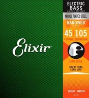Struny gitarowe  - Elixir Struny Nickel-Wound 4-str. Struny basowe E z powłoką nanoweb, Long Scale, Light/Medium (.045-.105) 14077 - miniaturka - grafika 1