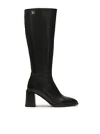 Kozaki damskie - Czarne skórzane kozaki na słupku - 35 - miniaturka - grafika 1