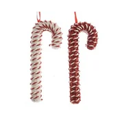 Bombki - Zawieszka świąteczna laska cukrowa zakręcony sznurek biała czerwona - miniaturka - grafika 1