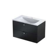 Szafki łazienkowe - Szafka łazienkowa Oristo Siena 80 cm z umywalką Amelia czarny mat - miniaturka - grafika 1