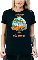 Koszulki i topy damskie - T-SHIRT DAMSKI Z NADRUKIEM KAMPER PREZENT CAMPING KOSZULKA CZARNA R-L  MODEL  A13 - miniaturka - grafika 1
