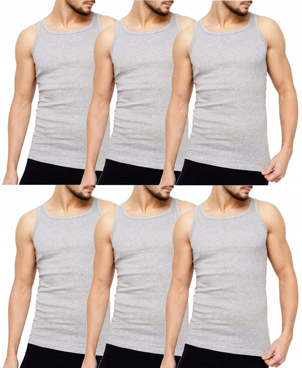 PODKOSZULKA KOSZULKA MĘSKA 100% BAWEŁNA GŁADKA OKRĄGŁY ZESTAW 6-SZT - 2XL