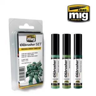Ammo: Oilbrusher Set - Mechas Green Tones Set 3x10ml - Akcesoria i części modelarskie - miniaturka - grafika 1