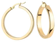 Kolczyki - Złote Kolczyki 585 Gładkie Kółka Szerokie Koła O Kanciastym Przekroju Na Prezent 14Kt - miniaturka - grafika 1