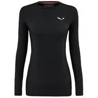 Koszulki sportowe damskie - Koszulka damska Salewa Cristallo Warm Amr W L/S Tee. Rozmiar: L / Kolor: czarny/biały - miniaturka - grafika 1