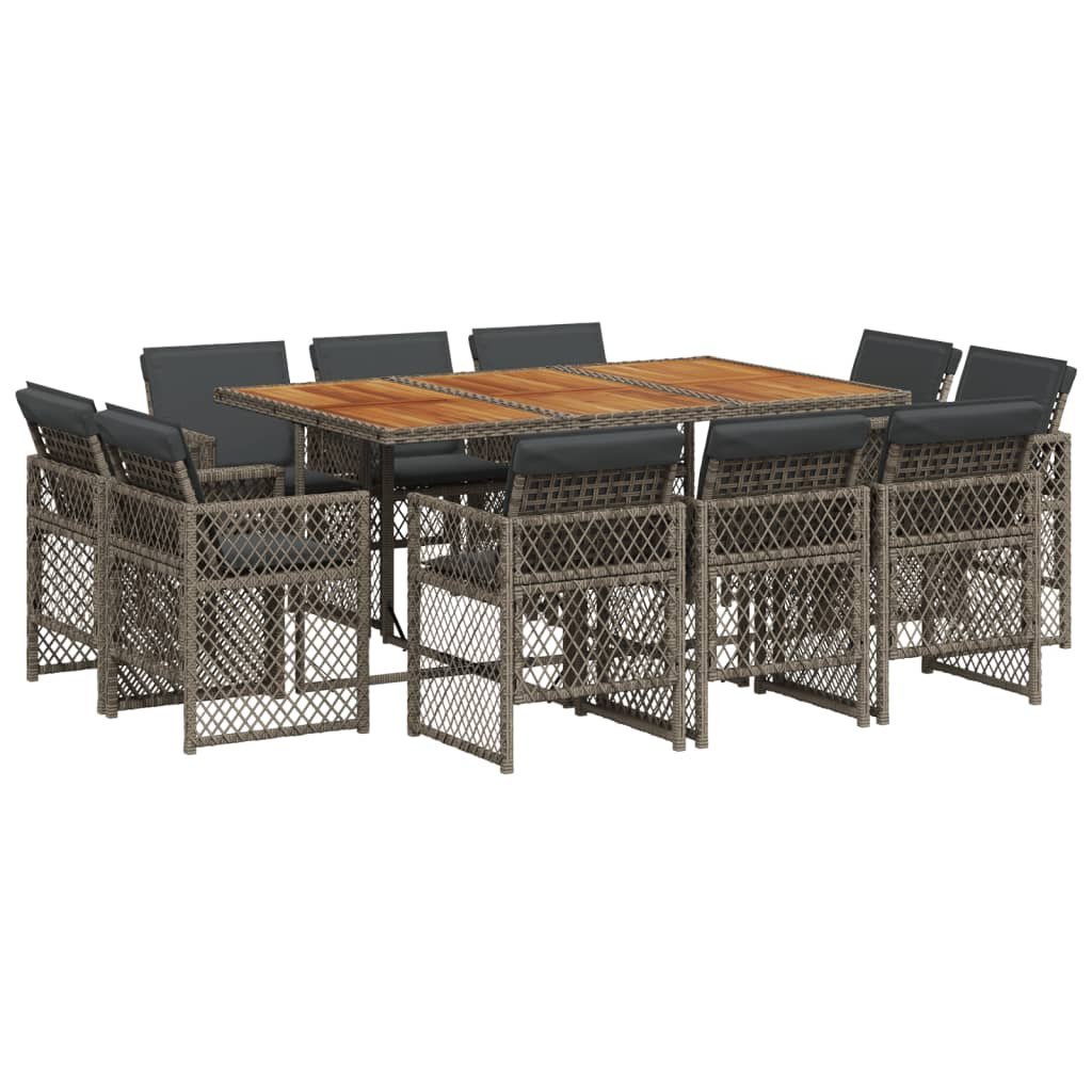 vidaXL 11-cz. zestaw mebli do ogrodu, z poduszkami, szary rattan PE