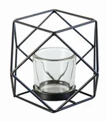 Akcesoria łazienkowe - Kleine Wolke Polygon Świecznik czarny metal / szkło - miniaturka - grafika 1