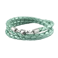 Naszyjniki męskie - König Design skórzany naszyjnik skórzany pasek skórzana bransoletka 6 mm męski naszyjnik 17 cm - 100 cm pleciony, długość: 55 centymetrów, kolor: zielony metalik - miniaturka - grafika 1