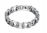 Bransolety męskie - Męska Bransoleta - Łańcuch Rowerowy, Stal Nierdzewna 10Mm/21Cm - Srebrna - miniaturka - grafika 1