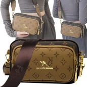 Nerki - Torba Saszetka Damska Crossbody Nerka Na Ramię Pojemna Jasno Brązowa Wzór - miniaturka - grafika 1