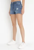 Spodenki damskie - Granatowe Szorty Jeansowe z Przetarciami Zatasia - miniaturka - grafika 1