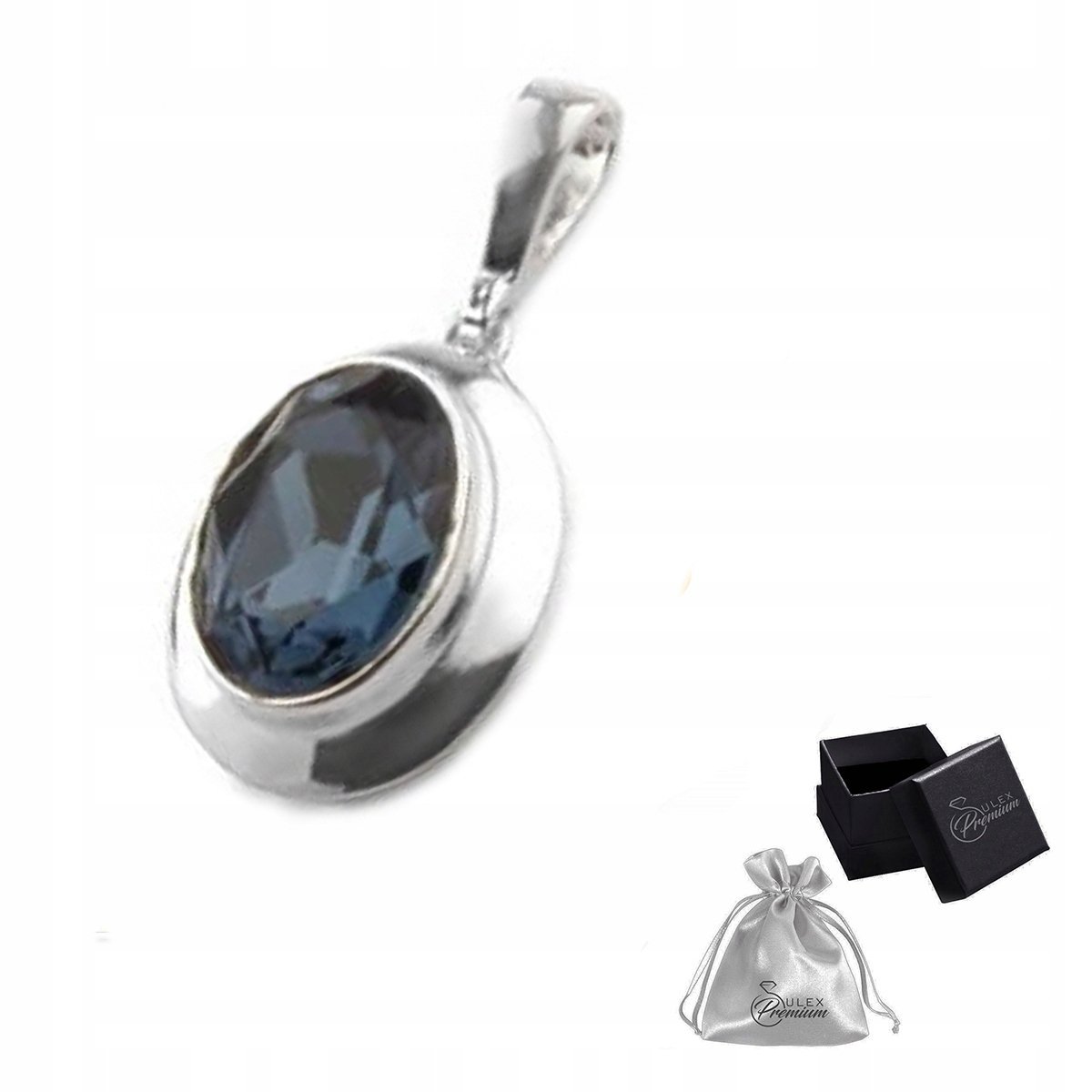 Zawieszka srebrna pr.925 Wisiorek Kryształ Niebieski Montana na Prezent