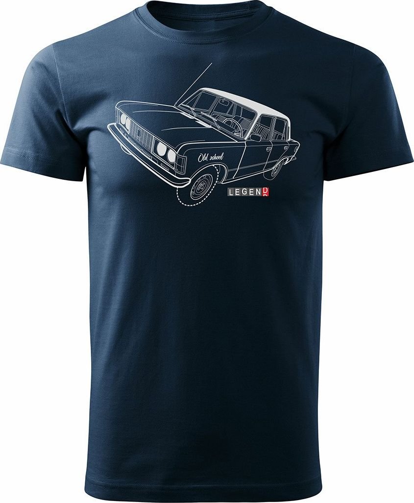 Topslang Koszulka z samochodem Fiat 125p męska granatowa REGULAR M