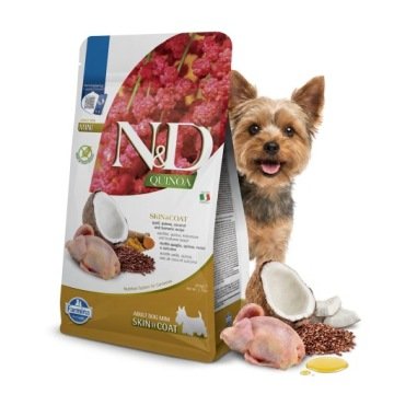 N&D Quinoa Dog Skin Coat Quail Coconut Adult Mini 800 G