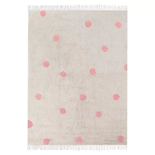 Dywan dziecięcy bawełniany 140 x 200 cm beżowy z różowym DARDERE - Dywany dla dzieci - miniaturka - grafika 1