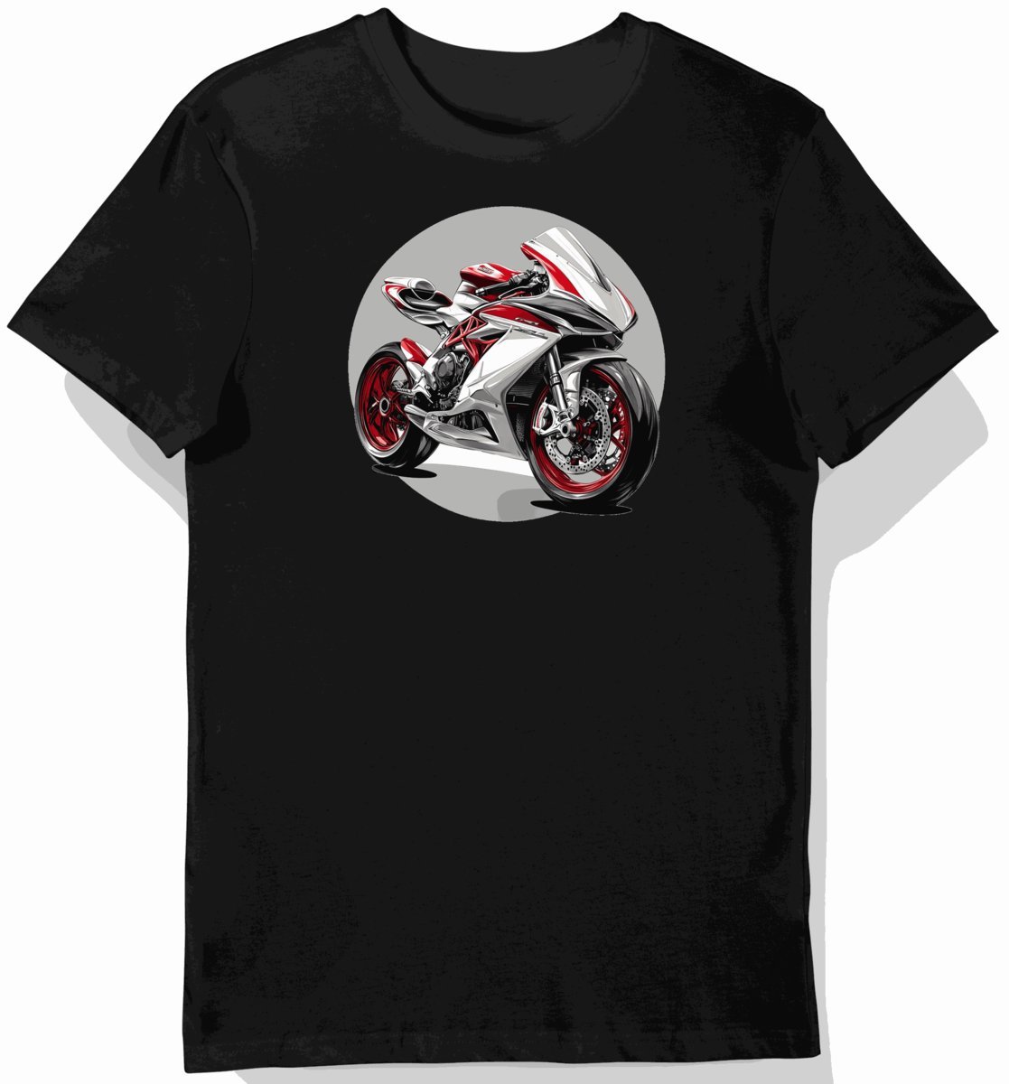 Koszulka męska czarna z Wizerunkiem Sportowego Motocykla M