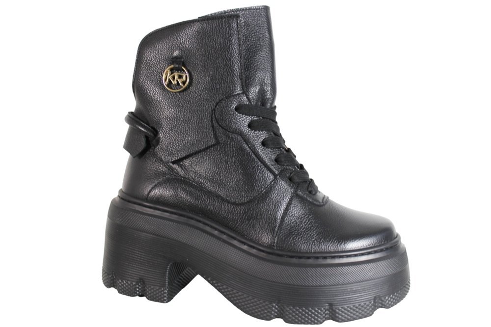 Botki trzewiki trapery Karino 5514/126 skóra licowa czarne modne r.37