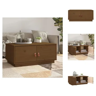 vidaXL Stolik kawowy miodowy brąz 80x50x35 cm lite drewno sosnowe - Stoliki kawowe - Ławy i stoliki kawowe - miniaturka - grafika 1