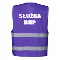 Odzież robocza - Kamizelka odblaskowa Portwest fioletowa L/XL z nadrukiem SŁUŻBA BHP - miniaturka - grafika 1