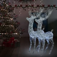 Oświetlenie świąteczne - vidaXL Renifery z akrylu XXL, 2 szt., 250 zimnych białych LED, 180 cm - miniaturka - grafika 1