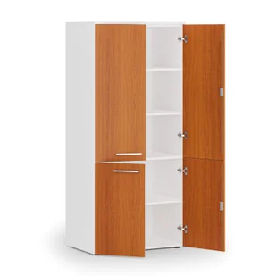 Szafa biurowa pół-drzwi PRIMO WHITE, 1781 x 800 x 500 mm, biały/czereśnia - Szafy biurowe - miniaturka - grafika 1