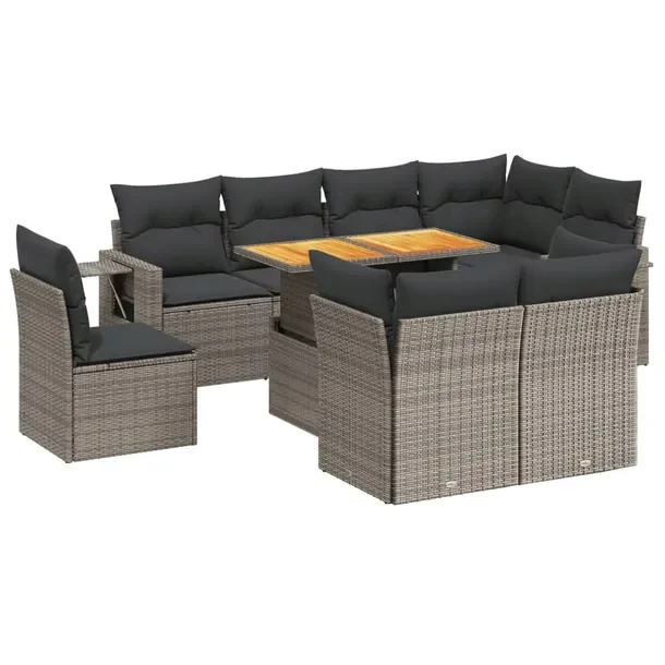 Modułowy zestaw mebli ogrodowych szary rattan PE, wymiary 62 x 62 x 69 cm