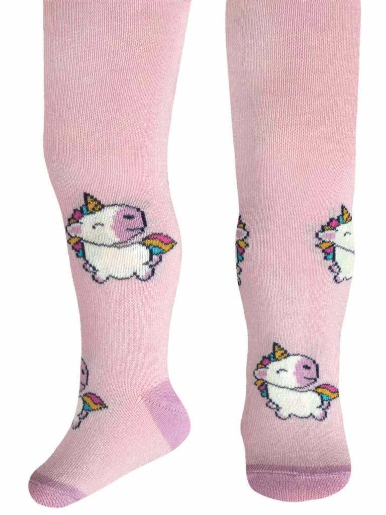 Dziewczęce rajstopy bawełniane jednorożce różowe Milusie r.56/62