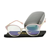 Okulary korekcyjne, oprawki, szkła - Gotowe okulary Minusy -4.50 damskie korekcyjne z antyrefleksem ST318C - miniaturka - grafika 1