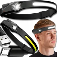 Latarki - Mocna Latarka Czołowa Led Reflektor Na Głowę Cob Czołówka Wodoodporna Mocna - miniaturka - grafika 1