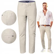 Spodnie męskie - SPODNIE Męskie CHINOSY Bawełniane JASNOBEŻOWE Slim Fit W40/L32 Pako Jeans - miniaturka - grafika 1