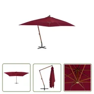Parasole ogrodowe - The Living Store Wiszący parasol z drewnianym słupkiem - 400x300 cm - bordowy - Parasol Wiszący - miniaturka - grafika 1