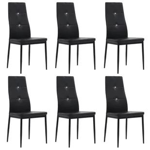 vidaXL Krzesła ze sztucznej skóry, 6 szt., 43 x 43,5 x 96 cm, czarne - Krzesła - miniaturka - grafika 1