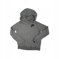 Bluzy damskie - Szara wciągana bluza damska kaptur Nike S - miniaturka - grafika 1