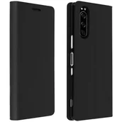 Etui i futerały do telefonów - Avizar Folio z prawdziwej skóry Sony Xperia 5 z uchwytem na kartę Podstawka wideo w kolorze czarnym - miniaturka - grafika 1