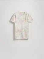 Koszulki męskie - Reserved - T-shirt slim fit z wiskozą - złamana biel - miniaturka - grafika 1