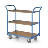 Wózki magazynowe - Wózek półkowy, 3 półki 450 x 700 mm, koła 125 mm z szarą gumą - miniaturka - grafika 1