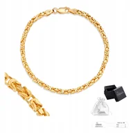 Bransolety męskie - Bransoletka Złota Męska Bizantyna Srebro 925 Splot Królewski 21 cm x 3 mm - miniaturka - grafika 1