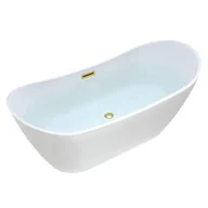 Wanny - Wanna wolnostojąca biała przelew oraz korek złoty szczotkowany 160 cm Rica Hydrosan - miniaturka - grafika 1
