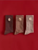 Moda i Uroda OUTLET - Reserved - 3 pack świątecznych skarpet - beżowy - miniaturka - grafika 1
