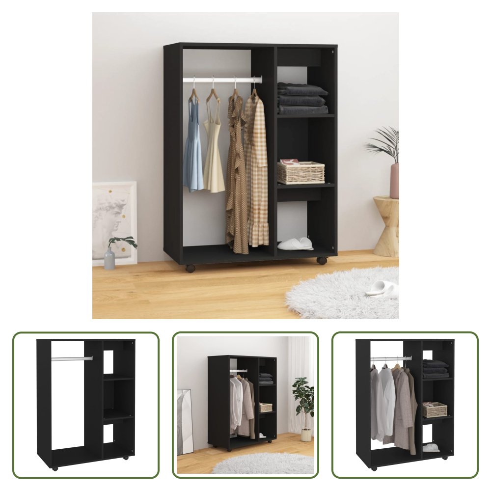 The Living Store Szafa czarna 80x40x110 cm Materiał drewnopochodny