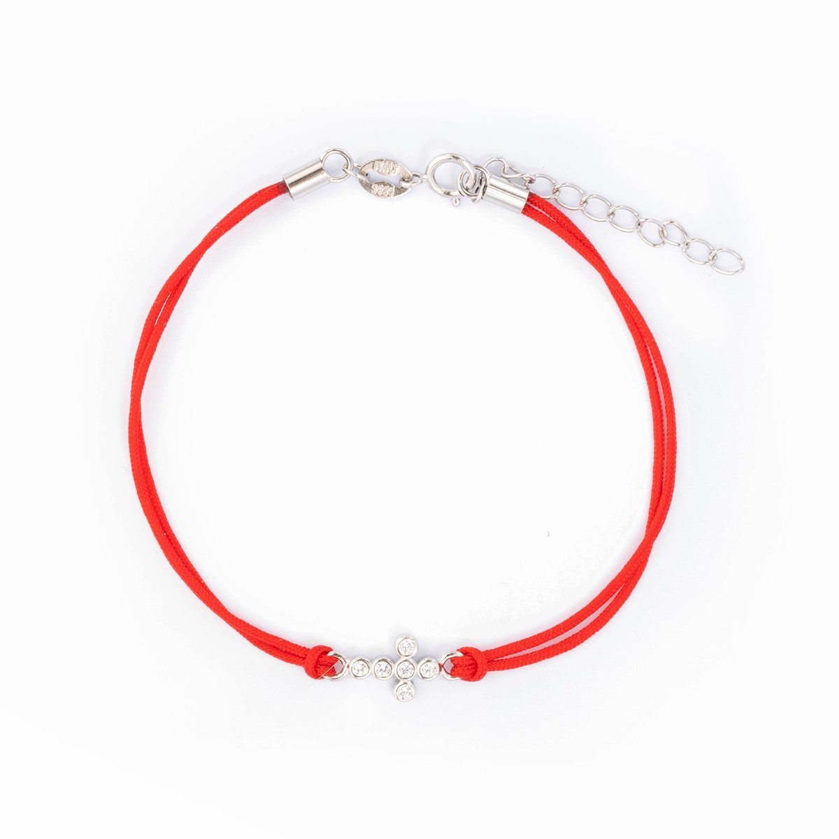 Srebrna bransoletka 925 Krzyżyk Czerwony Sznurek