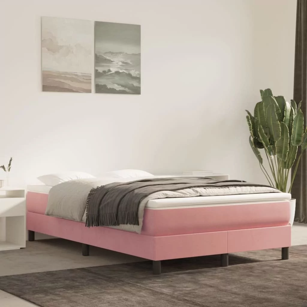 Lumarko Rama łóżka, różowa, 120 x 200 cm, tapicerowana aksamitem