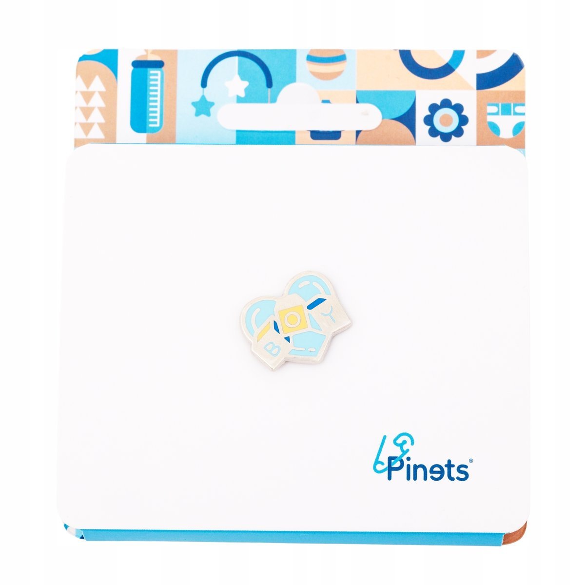 Przypinka Pinets Serce BOY z klockami Kolekcja Baby Shower & Gender Reveal