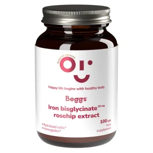Beggs Iron bisglycinate 20 mg, rosehip extract suplement żelazo i dzika róża 100 kapsułek - Witaminy i minerały - miniaturka - grafika 1